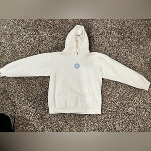 Hurley White Hoodie with Blue Accent Graphics